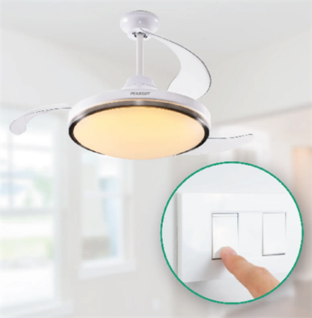 Ventilador de techo PEABODY PE-VTRDC425S retráctil con luz led